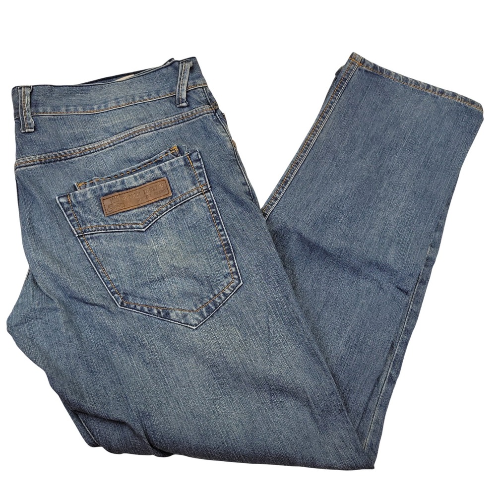 Broken English Mens Blue Jeans Relaxed Fit Straight Leg 36x32 Streetwear 90s Y2K